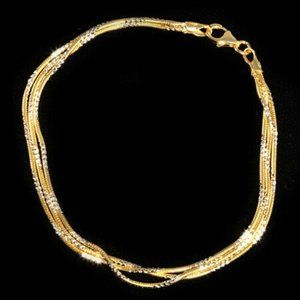Italian Sterling 3~Strand Two-Tone Bracelet NWT